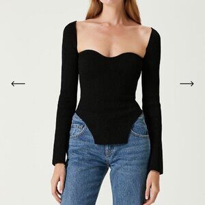 *NWT* KHAITE Maddy Long Bustier Style Ribbed Sweater - Black